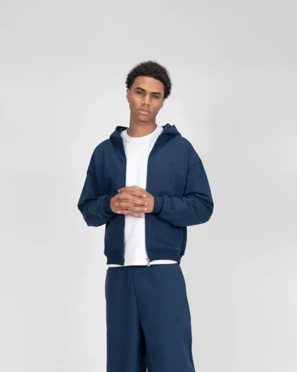 Suvene SU Zippe Sweat a Capuche Bleu Marine 3.webp