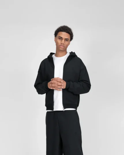 Suvene SU Zippe Sweat a Capuche Noir 3.webp